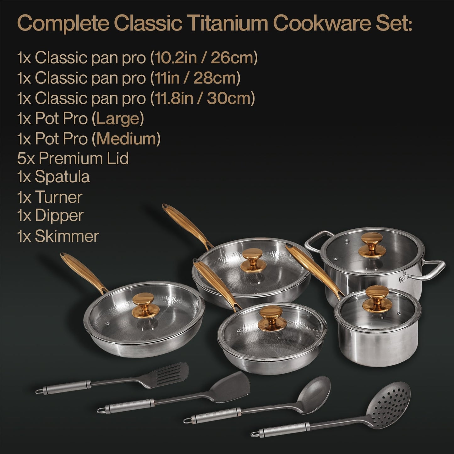 Complete Classic Titanium Cookware Set (14 Piece)