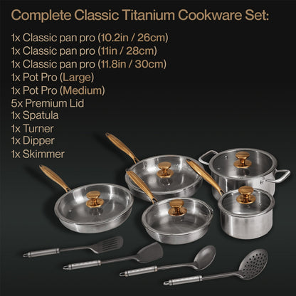 Complete Classic Titanium Cookware Set (14 Piece)